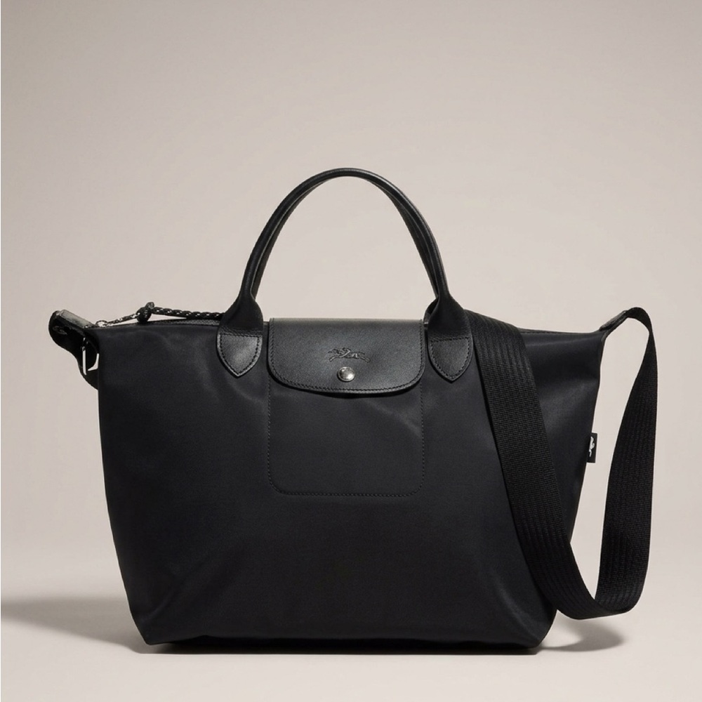 Longchamp Black Nylon Le Pliage Shoulder Tote